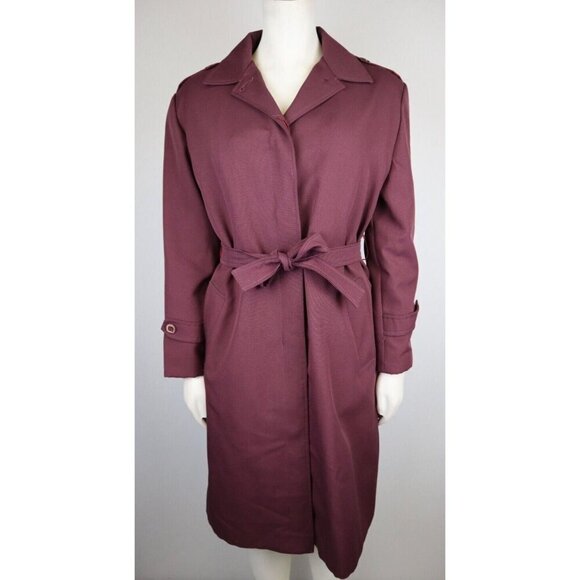 VINTAGE 70S WOMEN'S WINE PURPLE TRENCH COAT JACKET - MERVILLE - REMOVABLE LINER - Picture 4 of 16